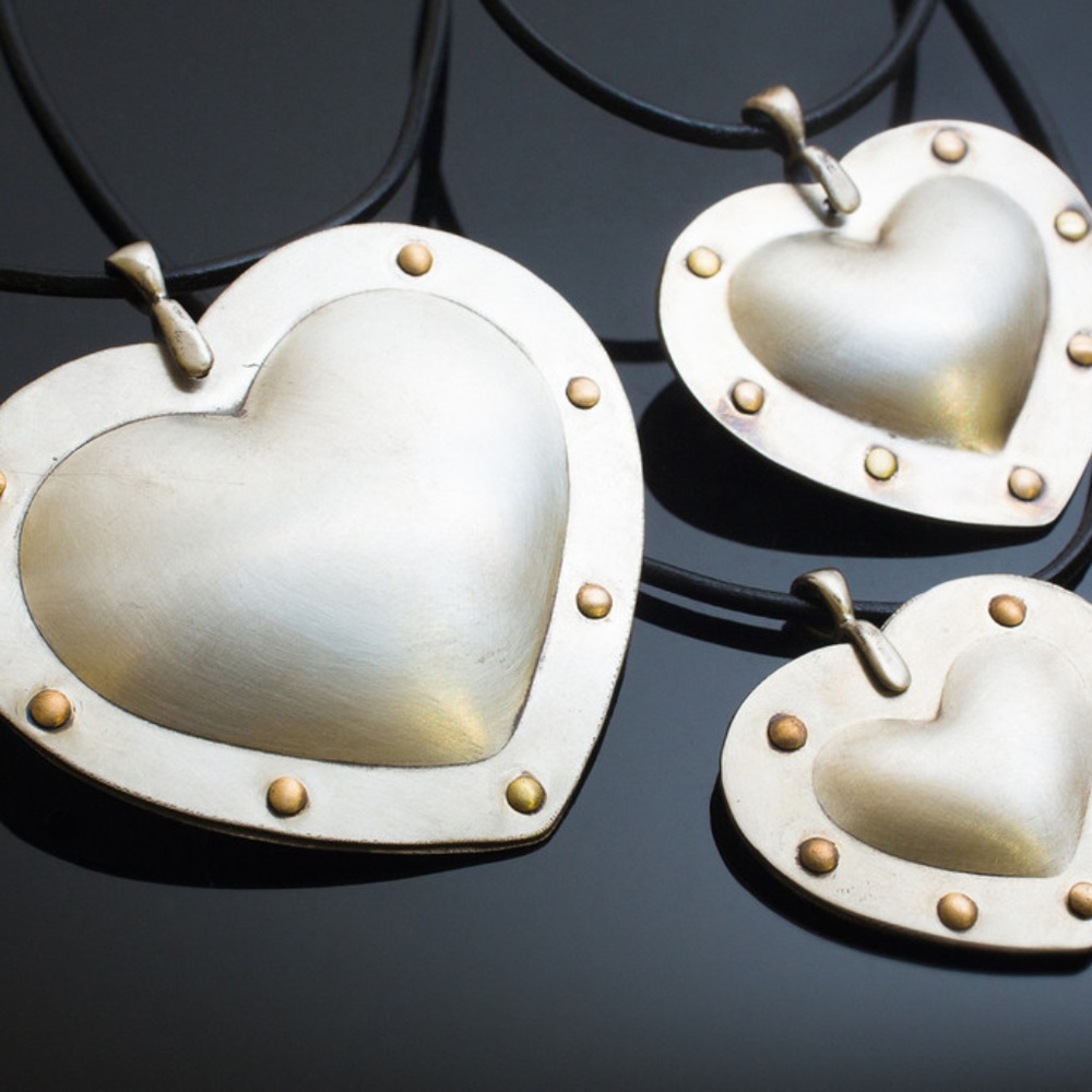 Sterling Silver Fearless Heart Necklace - Large